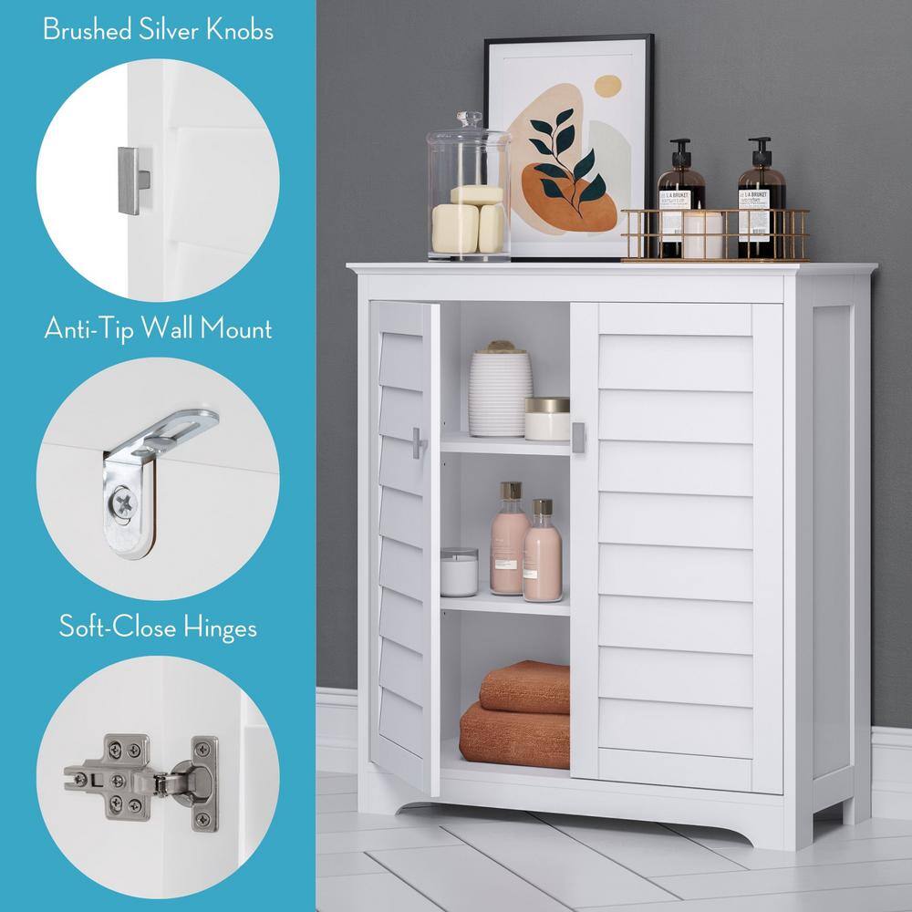 White Shutter Door Cabinet with Adjustable Shelves