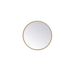 Small Round Brass Modern Mirror (18 in. H x 18 in. W)