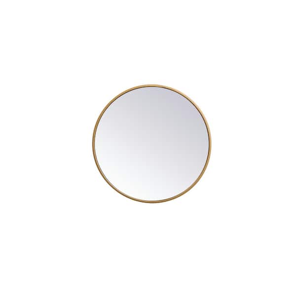Unbranded Small Round Brass Modern Mirror (18 in. H x 18 in. W)