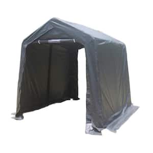 7 ft. x 8 ft. Outdoor Portable Steel Carport Storage Shelter Shed in Gray with Zipper Doors and Vents for Motorcycle