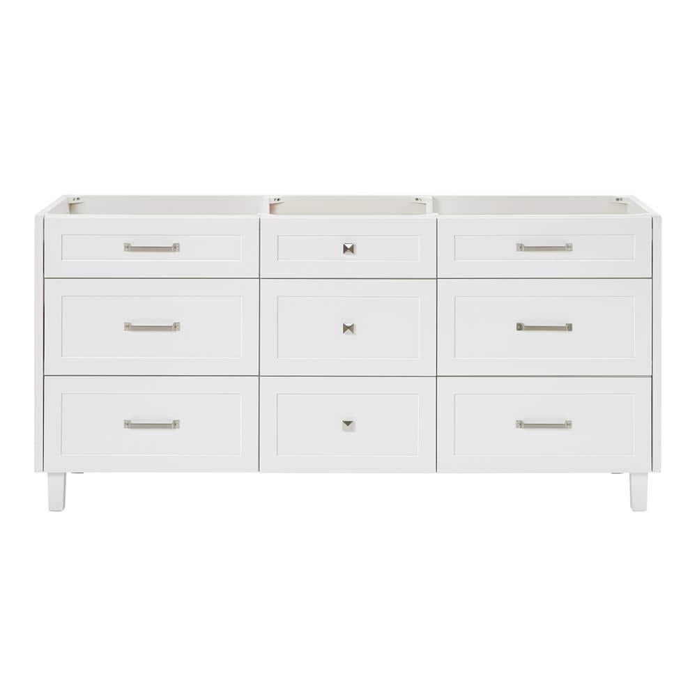 Monroe 72" White Solid Wood Double Freestanding Bathroom Vanity