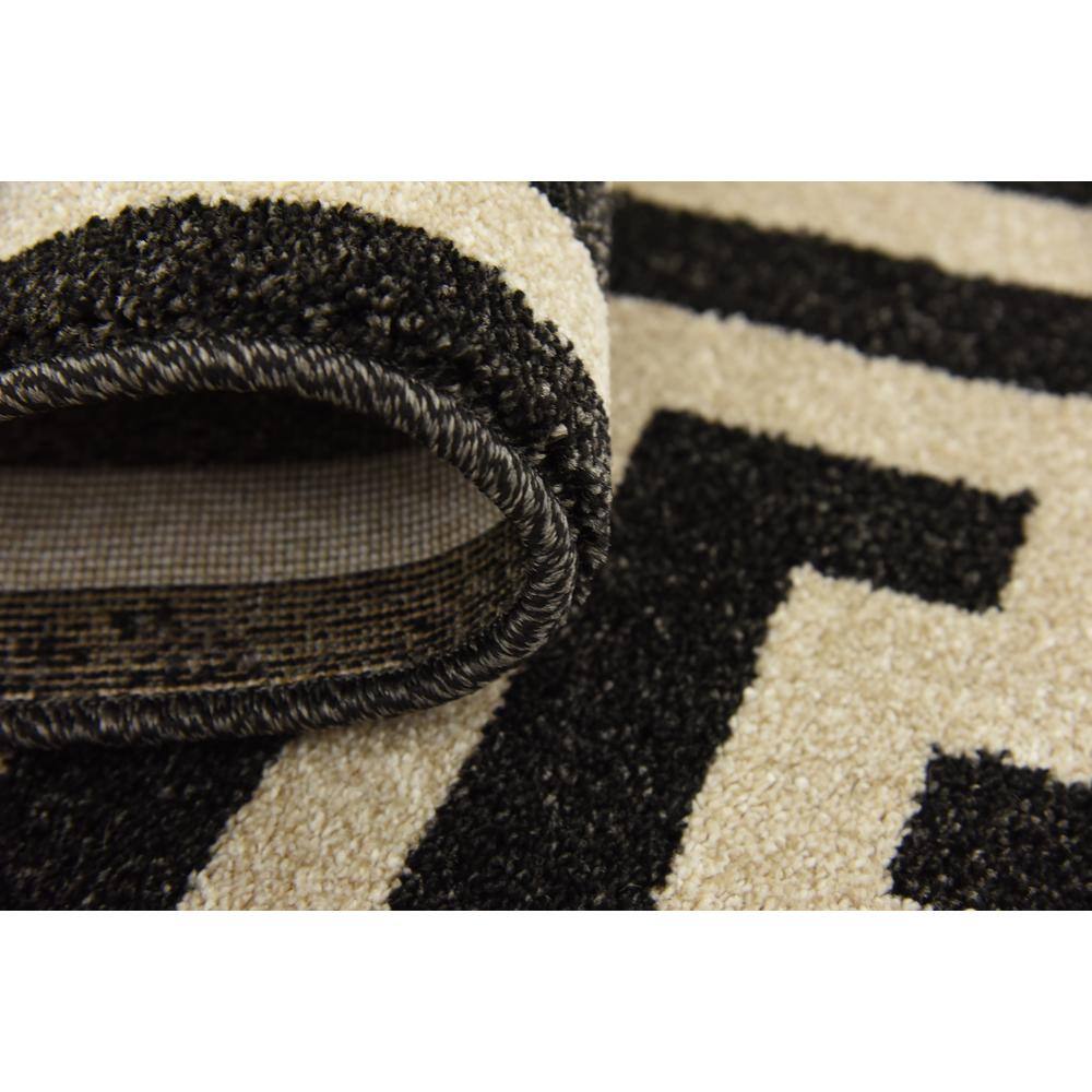 Black and Beige Geometric Rectangular Synthetic Area Rug