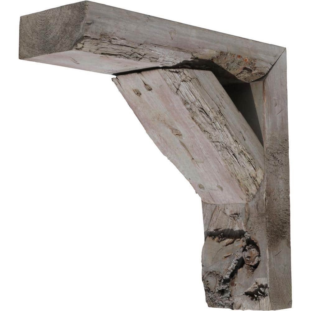 Reclaimed Gray Weathered Wood Farmhouse Shelf Bracket Set