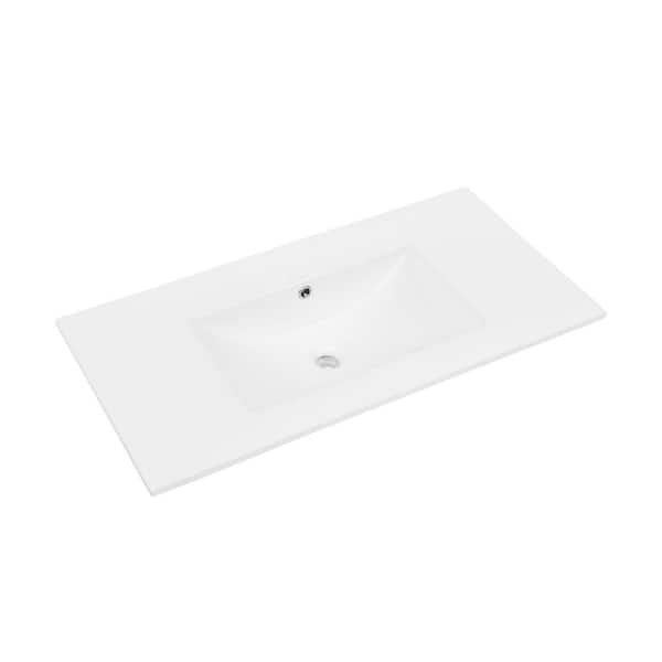 Swiss Madison 36 in. 0-Hole Ceramic Vanity Sink Top in Glossy White