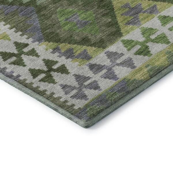 Mayfield Premium Machine Washable Abstract AMF1915 Olive 2 ft. x 3 ft. Accent Rug