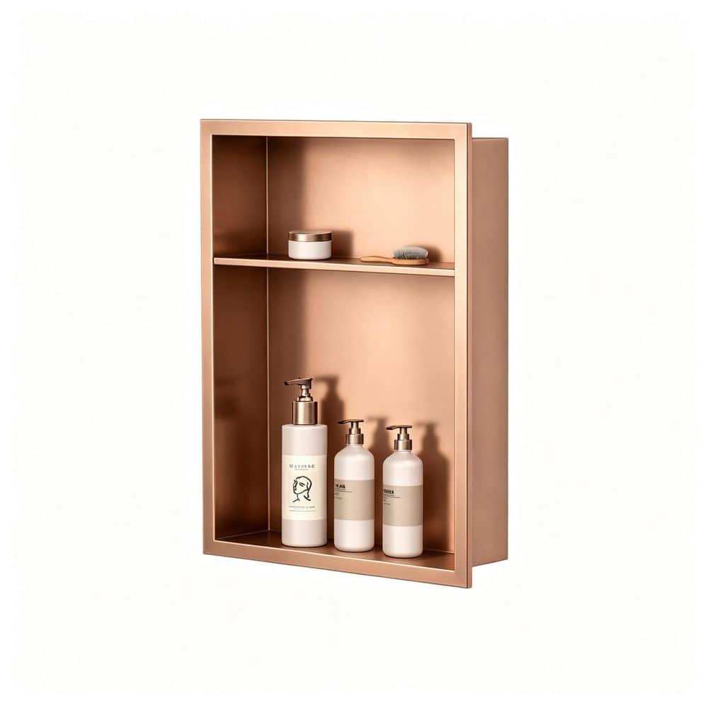 16 in. W x 20 in. H x 4 in. D Waterproof Recessed Shower Niche Space-Saving Storage Shelf in Oil Rubbed Bronze, No Tile