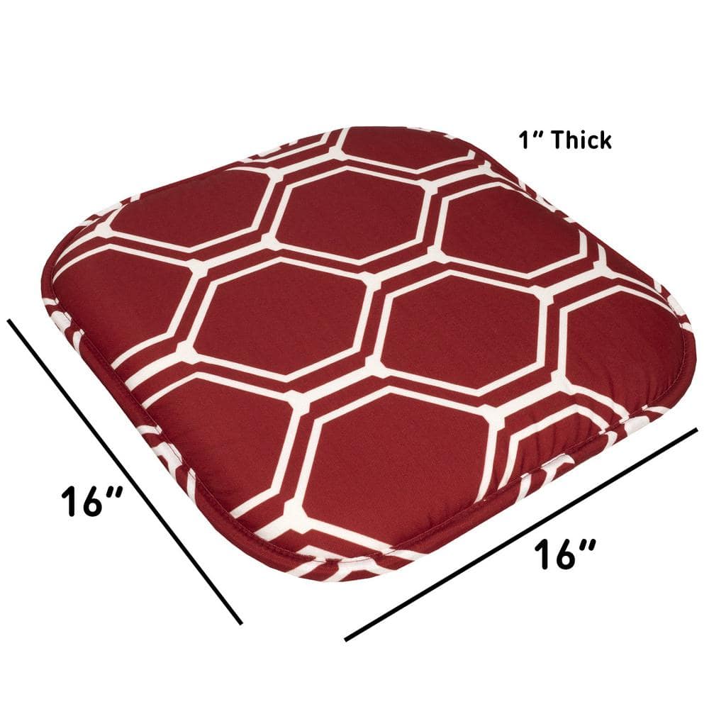 Mirage Wine and White Memory Foam Hexagonal Chair Pads, 16" x 16", 6 Pack