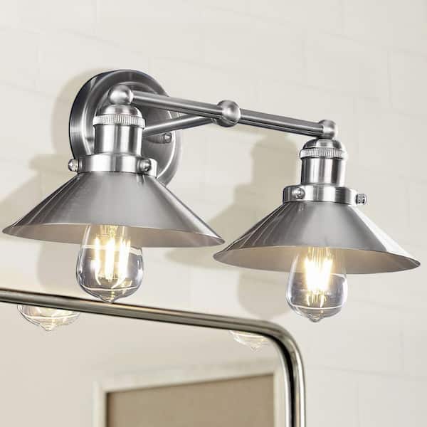 JONATHAN Y July 17.5 in. 2-Light Nickel Metal Vanity Light