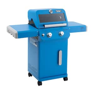 Mesa 2-Burner Propane Gas Grill in Blue with Clear View Lid and LED Controls