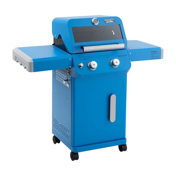 Monument Grills Mesa 2-Burner Propane Gas Grill in Blue with Clear View Lid and LED Controls