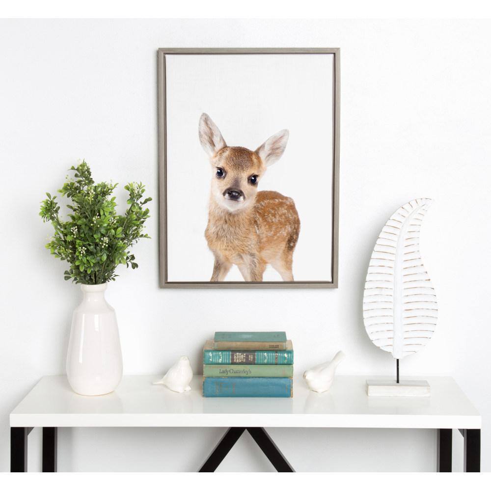 Sylvie Baby Deer Animal Print Framed Canvas Wall Art