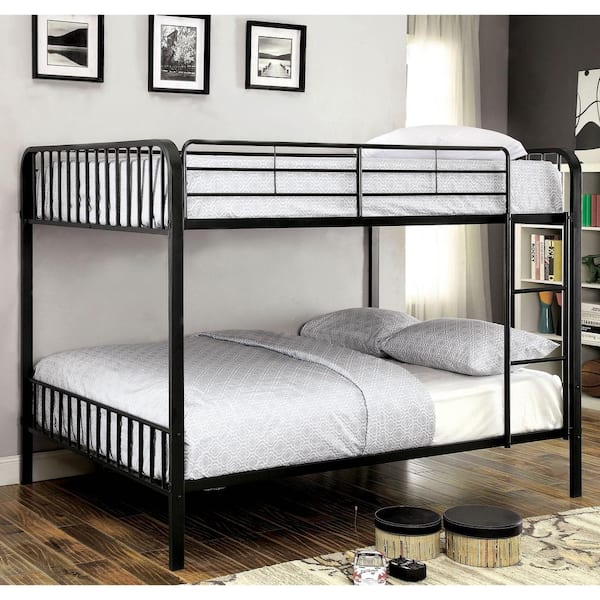 Furniture of America Diarra Black Full over Full Metal Bunk Bed with Attached Ladder