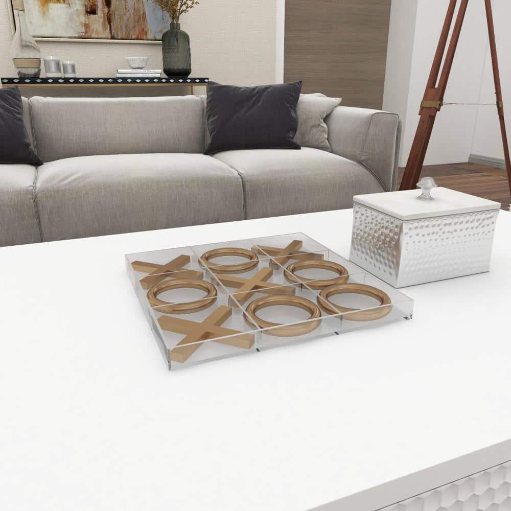 12" Gold and Clear Acrylic Tic Tac Toe Set