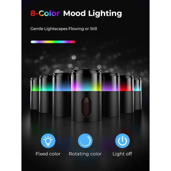 Mini Waterless Essential Oil Diffuser with 8-Color LED Night Light