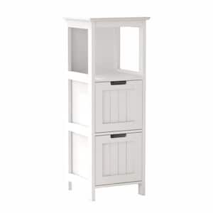 Naples 12.99 in. W x 12.99 in. D x 35.43 in. H White Freestanding Linen Cabinet with 2-Drawers and 1 Storage Shelf