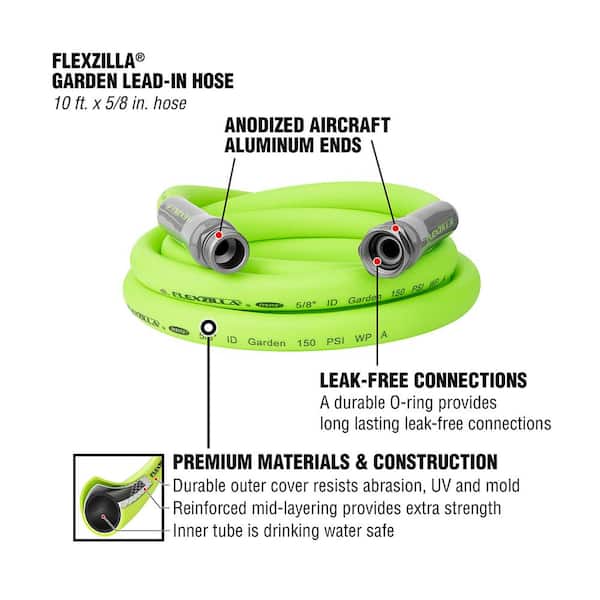 Flexzilla SwivelGrip 5/8 In. Dia. x 3 Ft. L. Drinking Water Safe Leader Hose  with Male & Female Couplings - Valu Home Centers