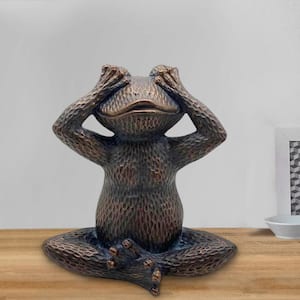 16 in. Bronze Specialty Resin Hammered Sitting Frog Accent Decor