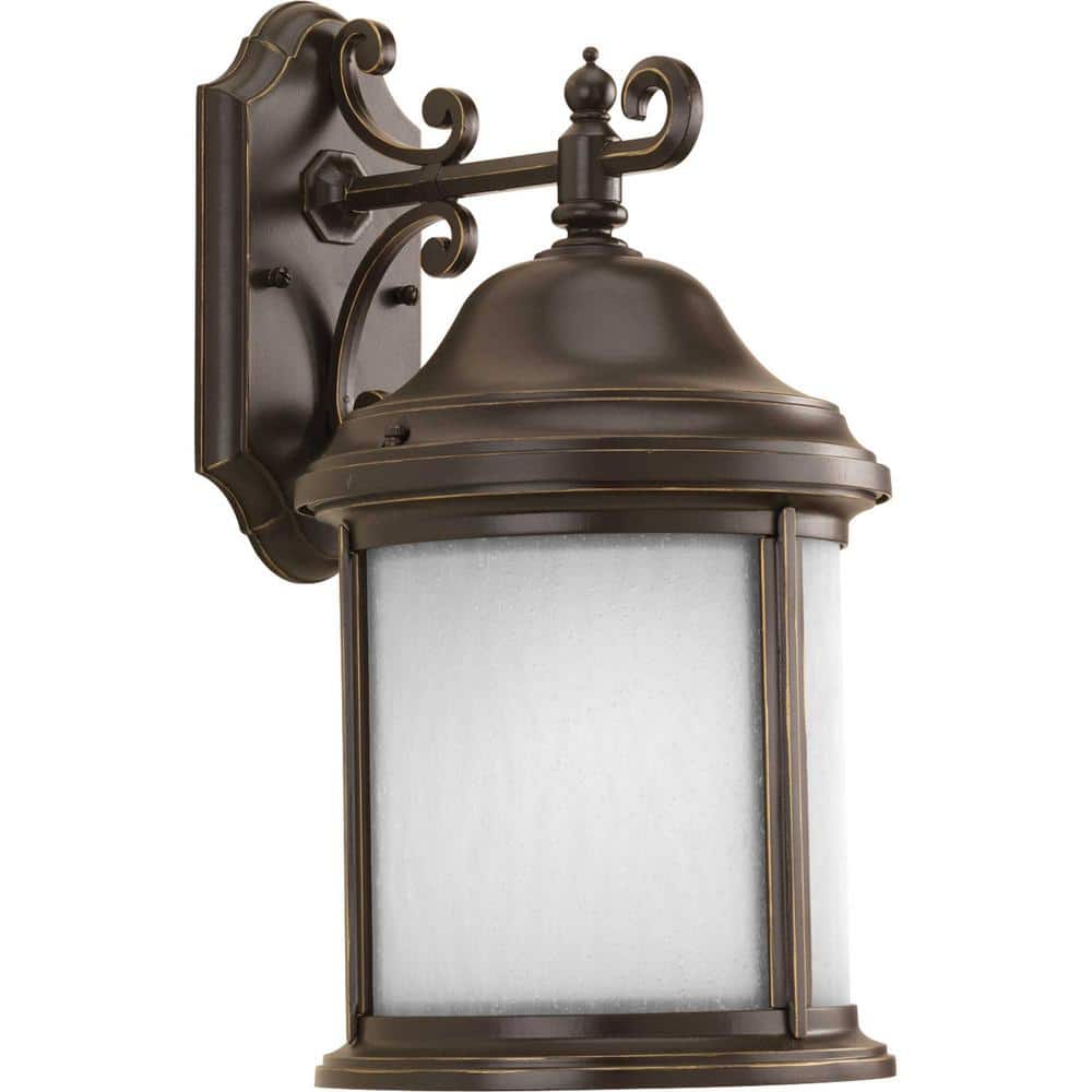 Ashmore Collection 1-Light Antique Bronze Etched Water Seeded Glass New Traditional Outdoor Medium Wall Lantern Light price history on PriceWatchPro