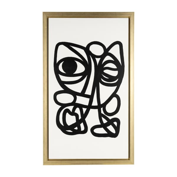 1-Panel Framed Abstract Art Print with Gold Frame 35 in. x 59 in.