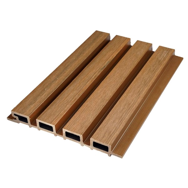 Linear 1 in. x 0.72 ft. x 7.88 ft. Light Walnut WPC Decorative Wall Slat Siding & Cladding Panels (5-Pack)/28.3 sq. ft.