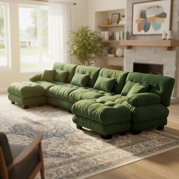 Homy Casa MINH 173.2 in. Pillow Arm 6-Piece Chenille Sectional