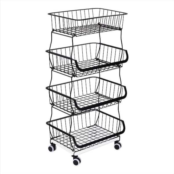 Nex 4 Tier Storage Cart With Mesh Basket Black : Target