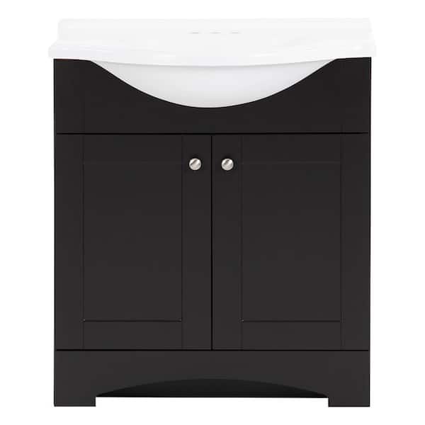 Glacier Bay Del Mar 31 in. W x 18.78 in. D Bath Vanity in Espresso with Cultured Marble Vanity Top in White with Belly Bowl Sink