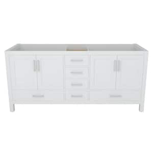 71.18 in. W x 21.65 in. D x 33.54 in. H Freestanding Bath Vanity Cabinet without Top in White