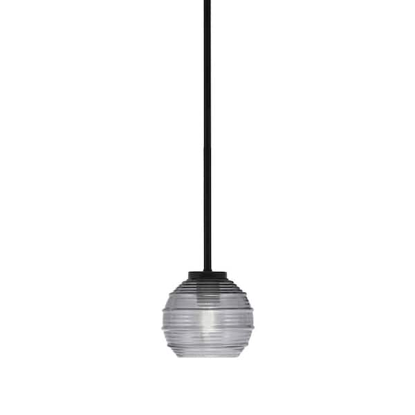 Unbranded Elonia 100-Watt 1 Light Matte Black Stem Mini Pendant Light with 14 in. Matte Black Cone Mesh Metal Shade Shade