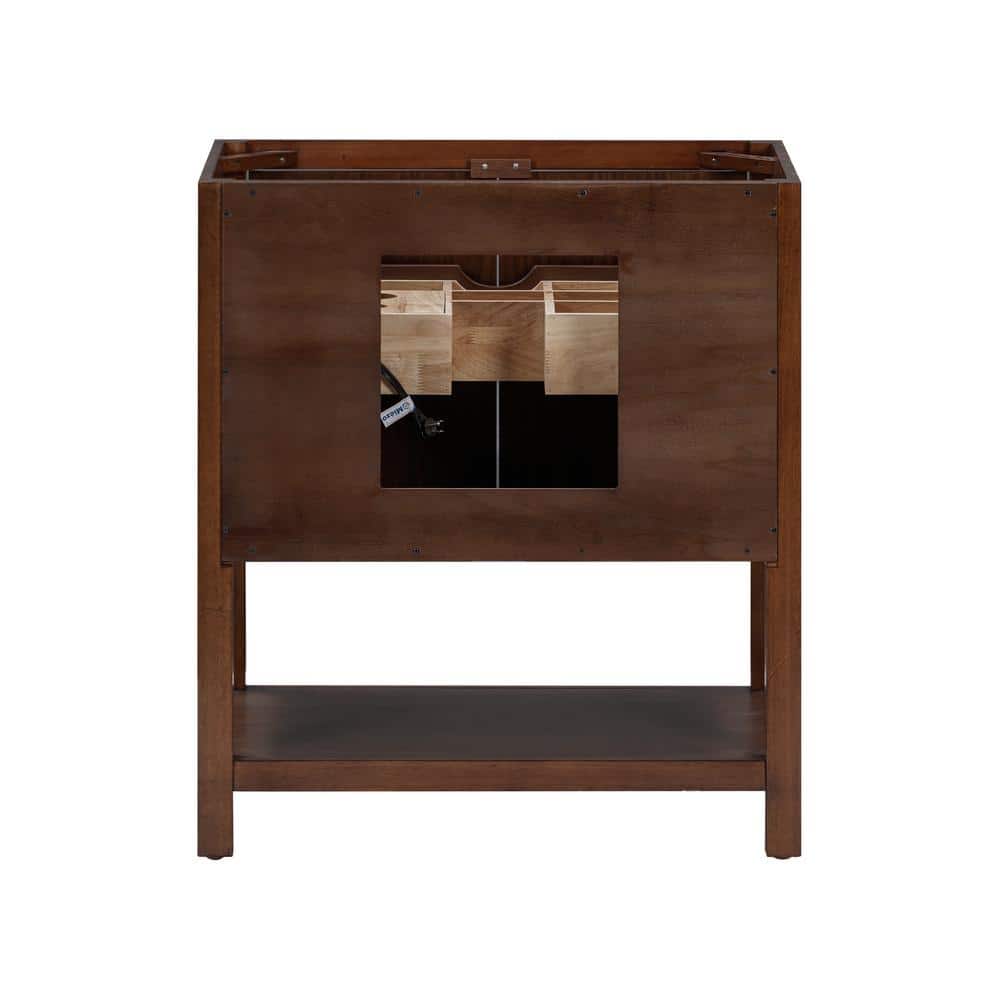 Zoe 30'' Walnut Single Bathroom Vanity Base with Gold Hardware