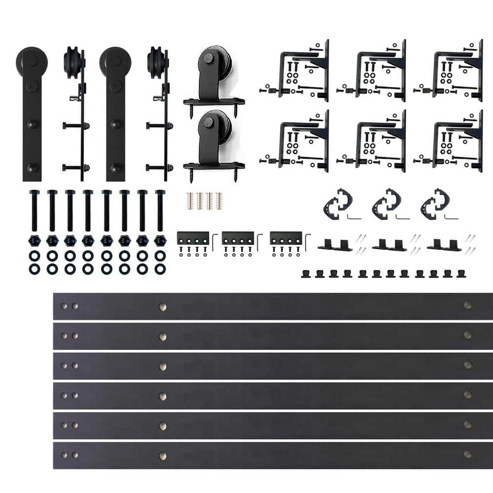 HOMACER 9 ft./108 in. Black Rustic Triple Track Bypass Sliding