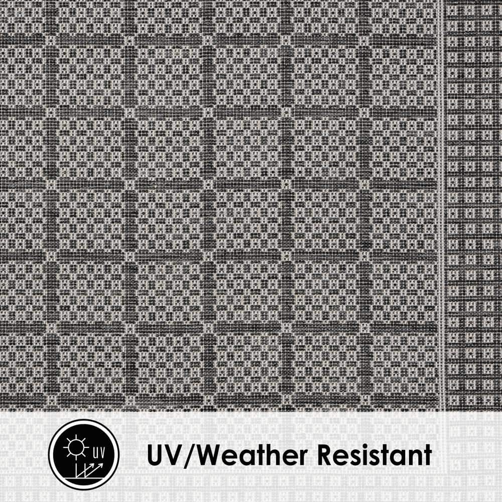 Luna Modern Geometric Black and Gray Indoor/Outdoor Area Rug