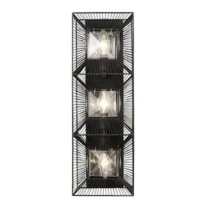 Arcade 3-Light Carbon Wall Sconce with Crystal Shade