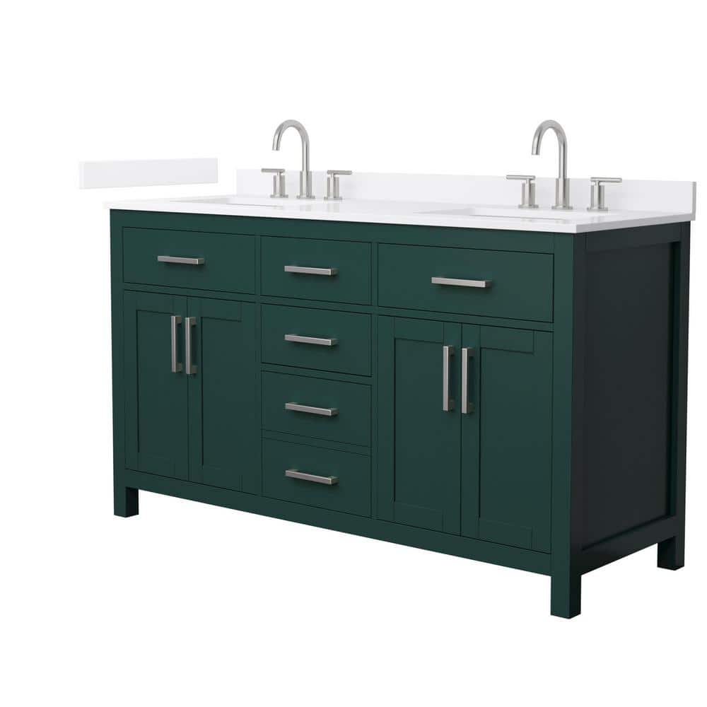 Beckett 60 in. Double Freestanding Green Bath Vanity with White Quartz Top (Assembled) price history on PriceWatchPro