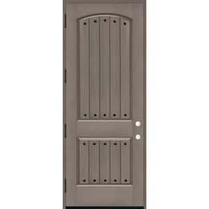 36 in. x 96 in. 2-Panel Right-Hand/Outswing Ashwood Stain Fiberglass Prehung Front Door with 4-9/16 in. Jamb Size