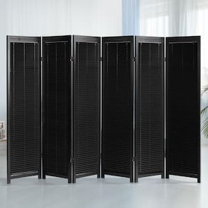 Black 6 ft. Tall Adjustable Shutter 6-Panel Room Divider