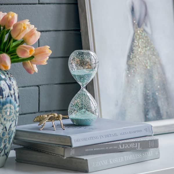 Silver Hourglass Sand Glass Timer 30-Minute Jade Sand, (Set-2