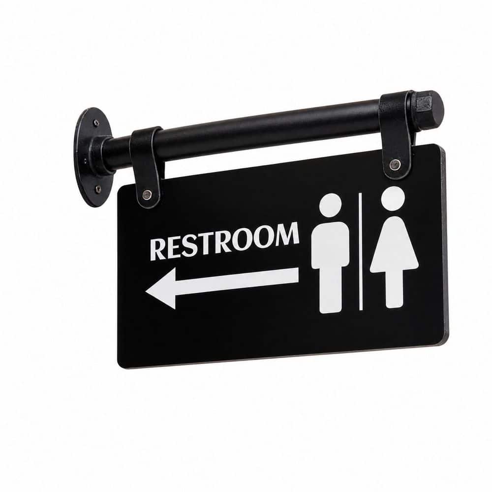 1-Pack 11 in. x 6 in. Acrylic Double Sided Wall Mount Unisex Restroom Sign with Arrow for Business Office Home price history on PriceWatchPro