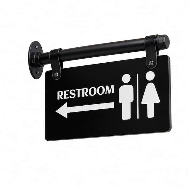 1-Pack 11 in. x 6 in. Acrylic Double Sided Wall Mount Unisex Restroom Sign with Arrow for Business Office Home