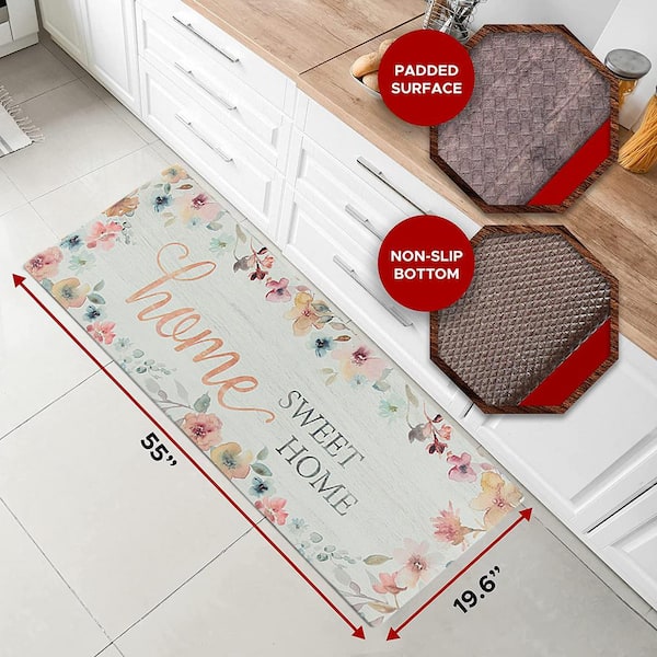 J&V Textiles Scroll 20 x 55 Anti-Fatigue Kitchen Runner Mat Multi