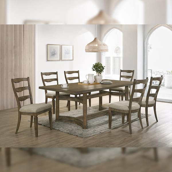 Acme Furniture Parfield Wood Vintage Walnut Wood Top 40 in. 4-Legs Dining Table Searts 6