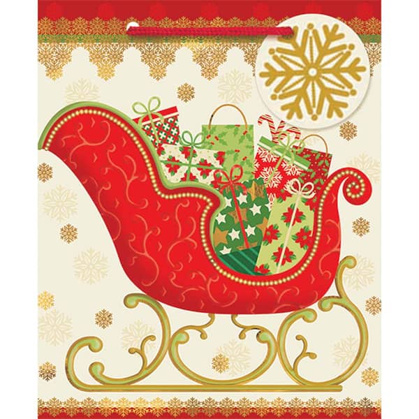 Amscan 5.5 in. x 4.5 in. x 2.625 in. Traditional Santa's Sleigh Bags (24-Pack)