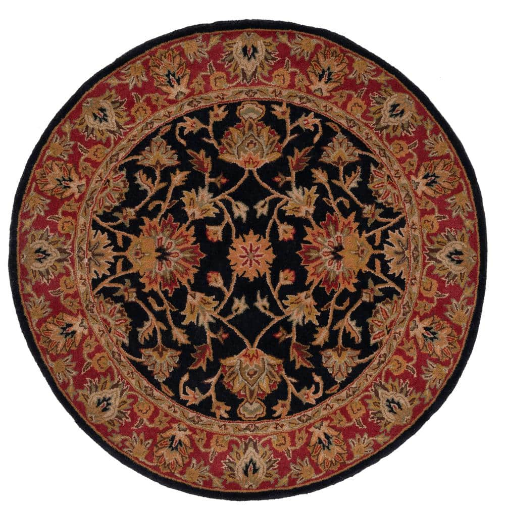 SAFAVIEH Heritage Black/Red 5 ft. x 5 ft. Round Border Area Rug HG112A ...