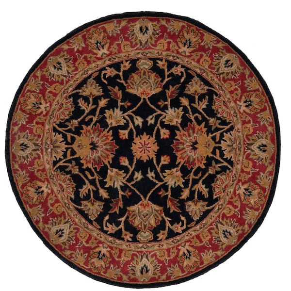 SAFAVIEH Heritage Black/Red 8 ft. x 8 ft. Round Border Area Rug HG112A ...