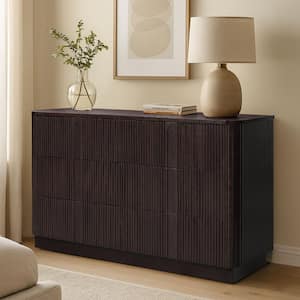 black dresser with cane webbing 59x15x26 in Black Arched Modern Cane Rattan 6 Drawer Dresser