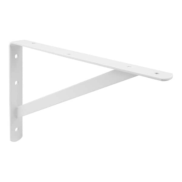 Shelf Pin Bracket, Wall Clip, 3/16 in. x 12 in. x 8 in. Steel, White Enamel Finish, Heavy Duty (Single Pack)