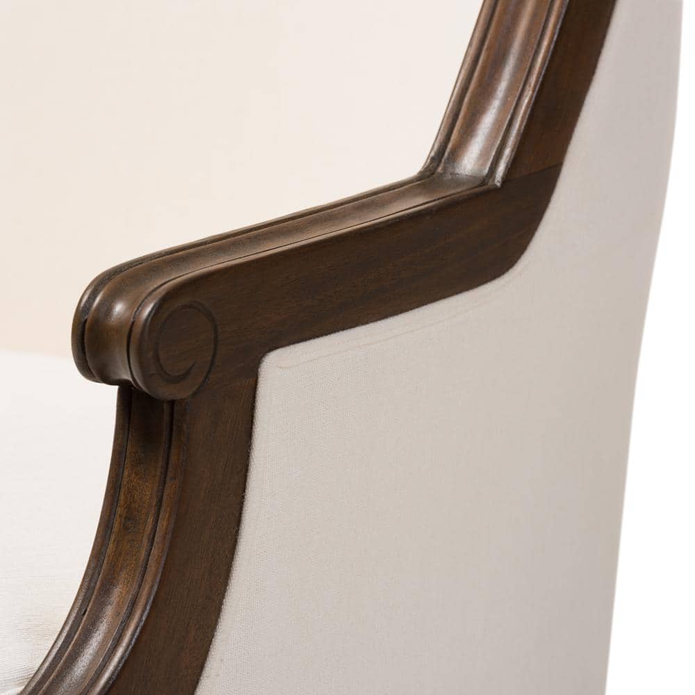 Off-White Cedar Wood French Accent Chair
