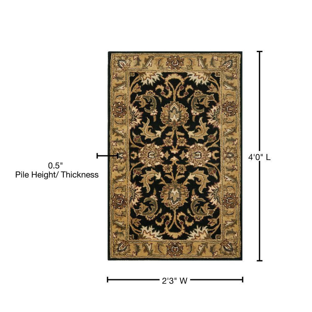 Classic Black and Gold Hand-Tufted Wool Area Rug 2'3" x 4'