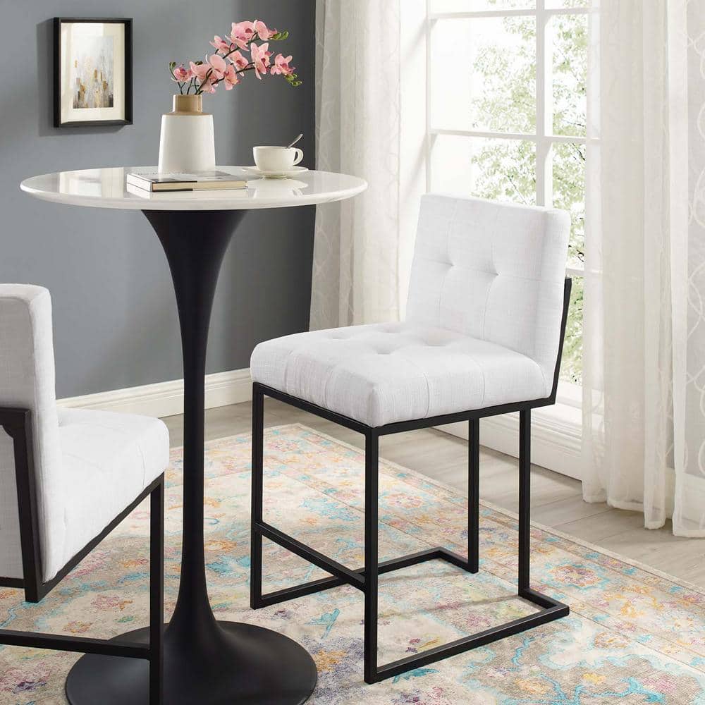 Gray Polyester Upholstered Counter Stool with Black Stainless Steel Base