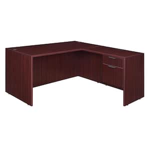 Magons 71 in. Single Pedestal L-Desk with 47 in. Return- Mahogany